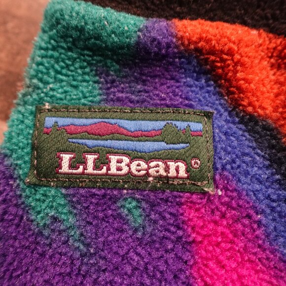 Vintage L.L. Bean Fleece Socks M Multicolor Geometric Pattern Cozy Warm Retro - Picture 2 of 7